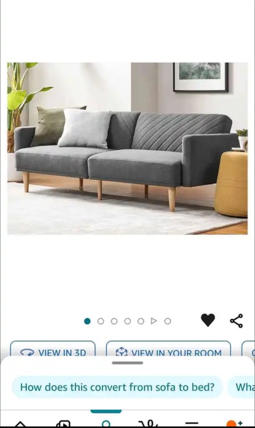 Gray Fabric Futon Sofa Bed - photo 2