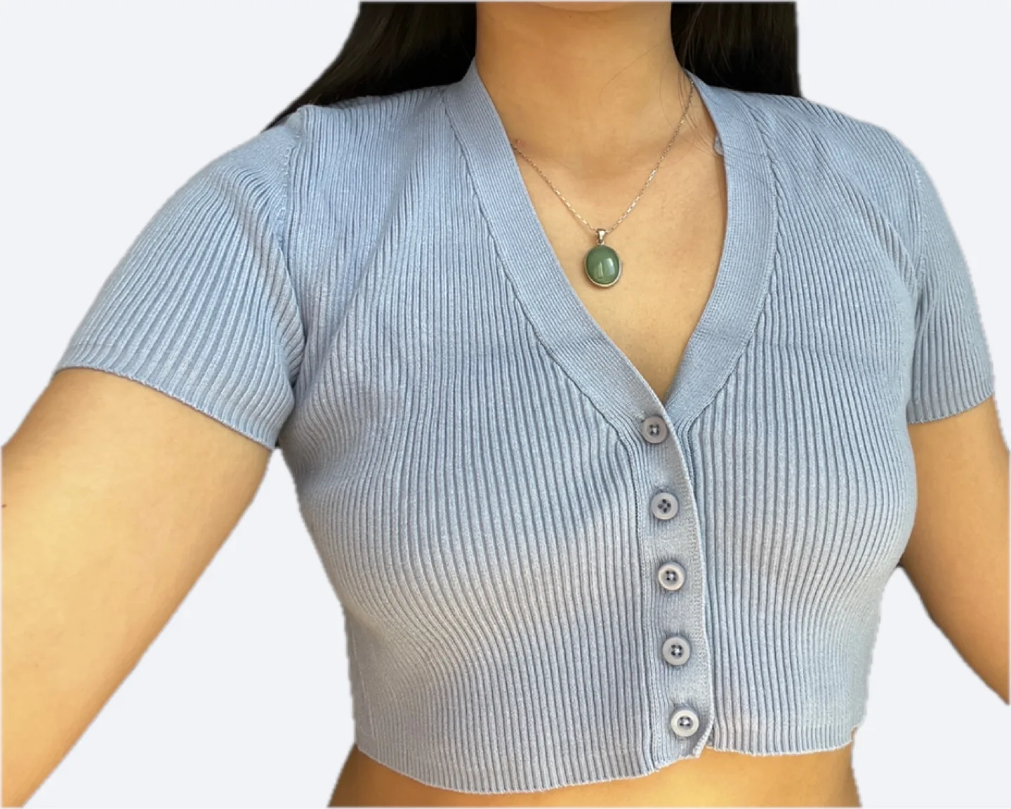 🧡Zara rib-knit crop top thumbnail