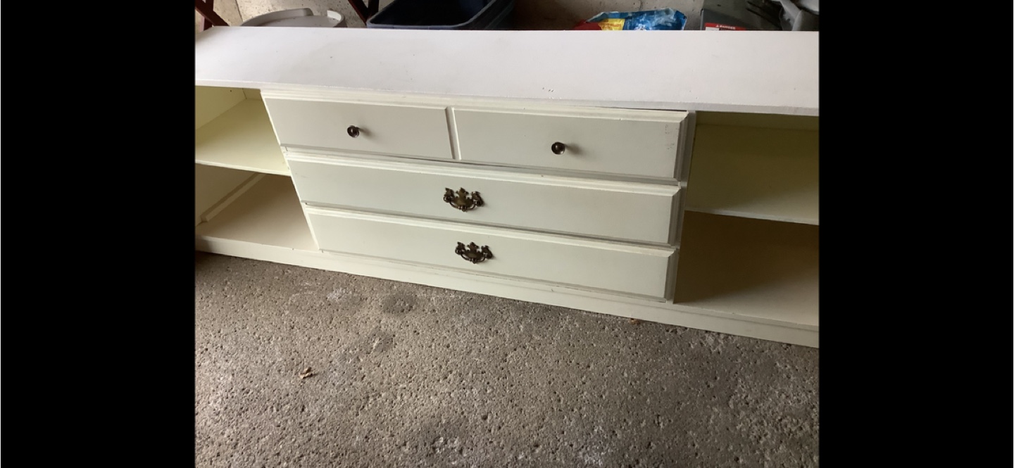 White Wooden Media Console with Drawers - photo 2