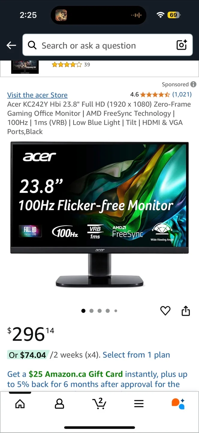 Acer LED Monitor 24inch image indicator(2)