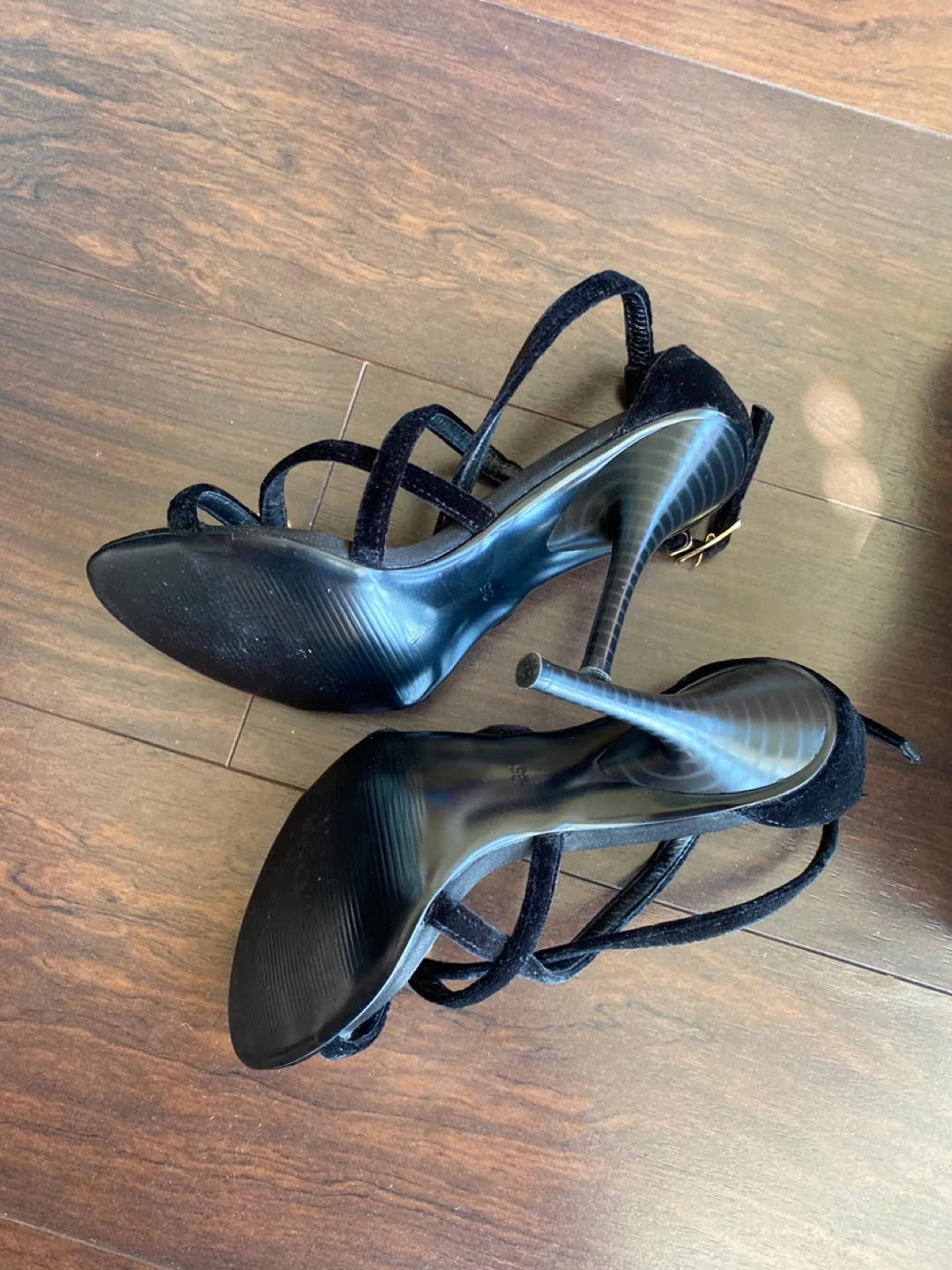 Cussi Black Velvet Stiletto Sandals image indicator(5)