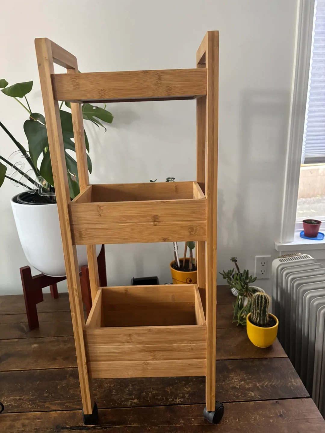 Bamboo 3-Tier Rolling Cart thumbnail