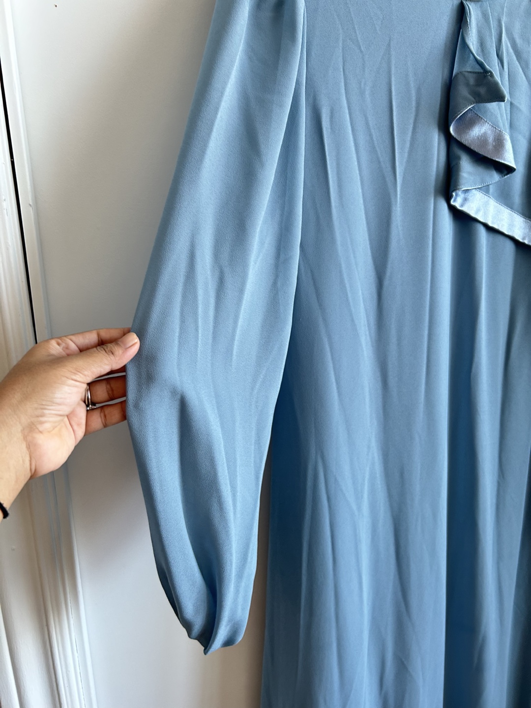 Dusty Blue Midi Dress with Ruffle Detail - photo 5