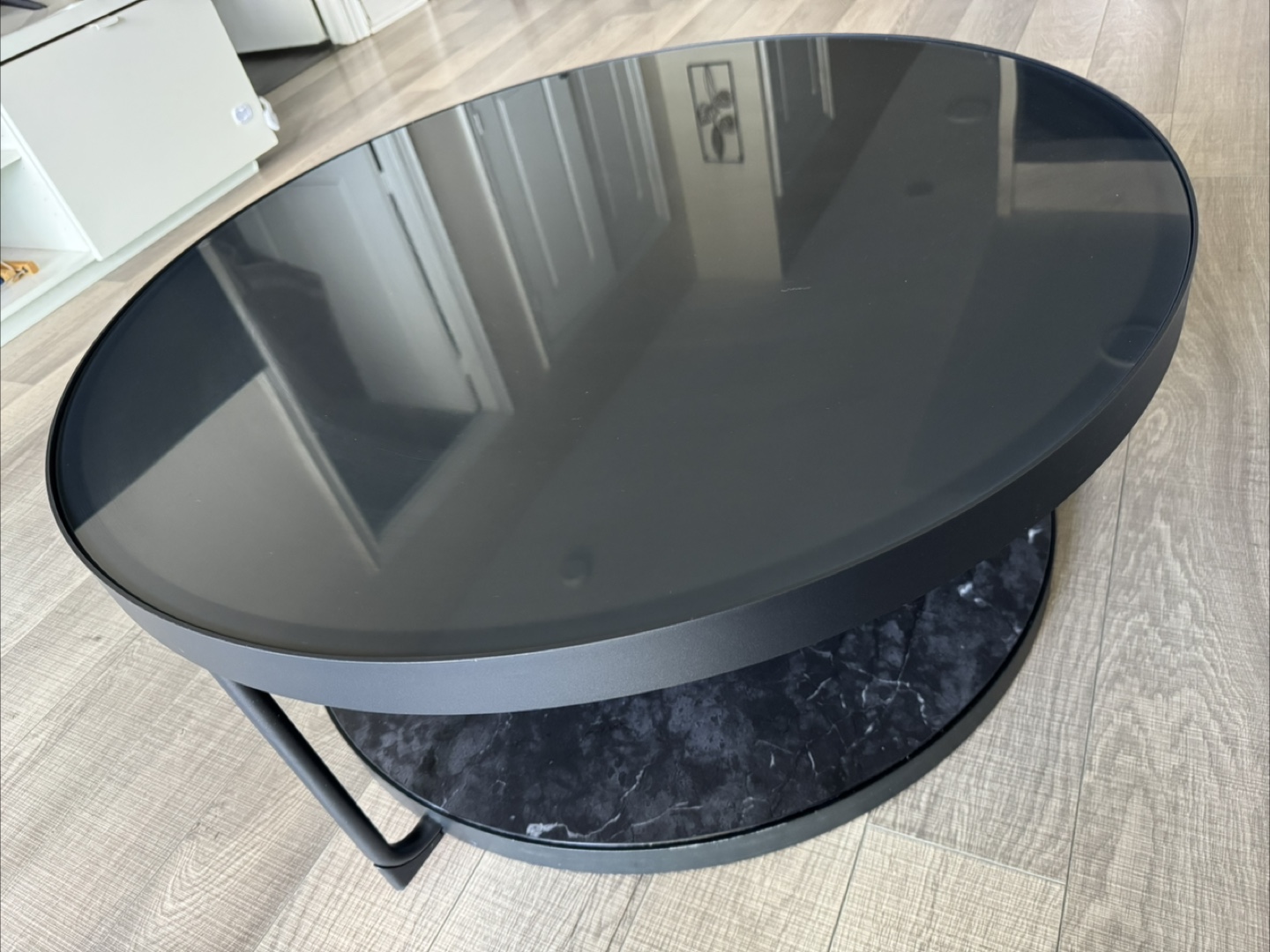 IKEA Coffee table, anthracite marble effect/black glass - photo 2