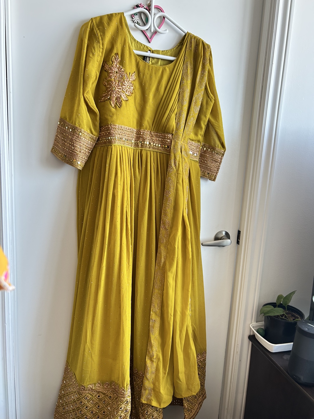 Brand new Mustard Yellow Embroidered Anarkali Suit