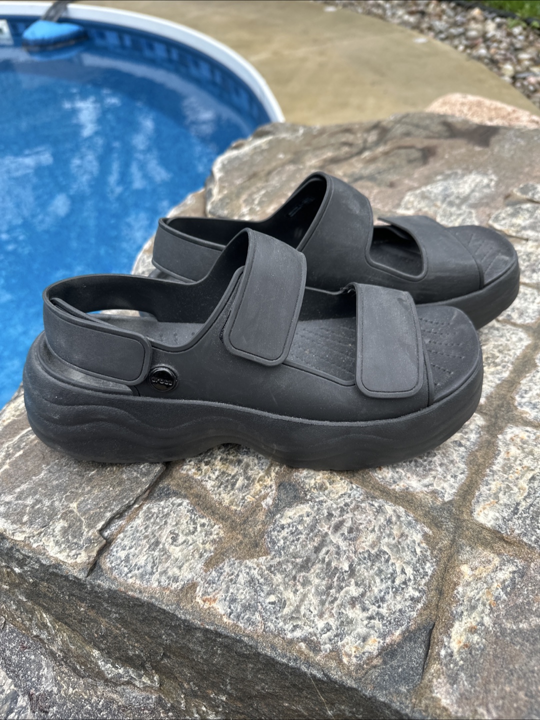 Crocs Baya Platform Sandals - Black - Women's Size 9