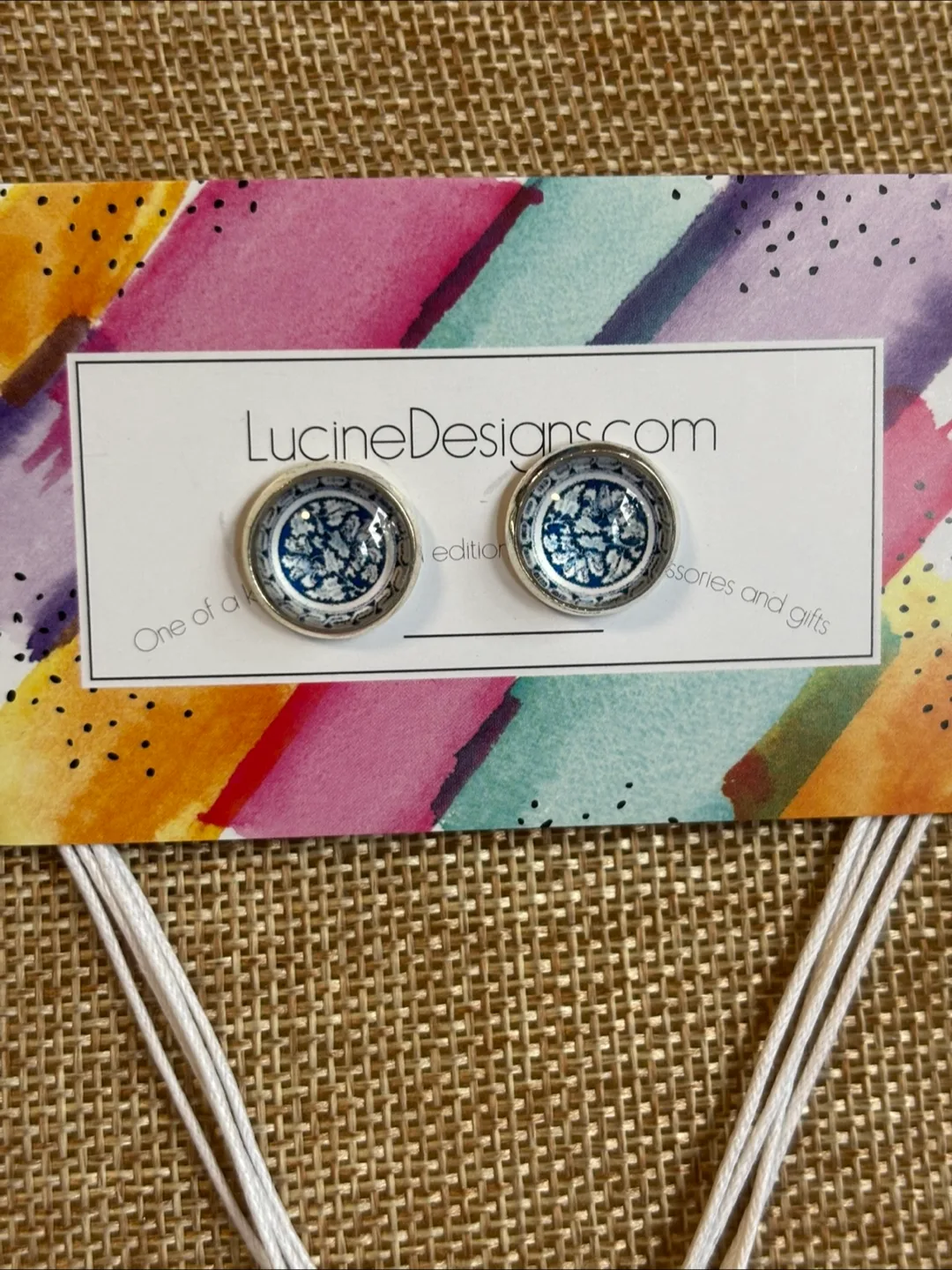 Blue Glass Pendant Necklace and Earring Set image indicator(3)