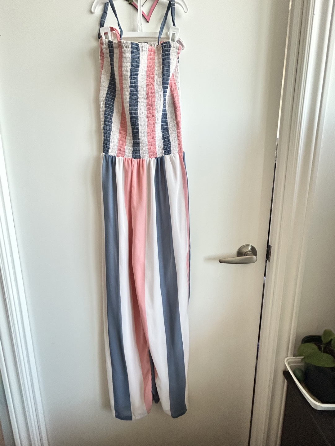 Pink, White & Blue Striped Jumpsuit & Kimono Set - photo 4