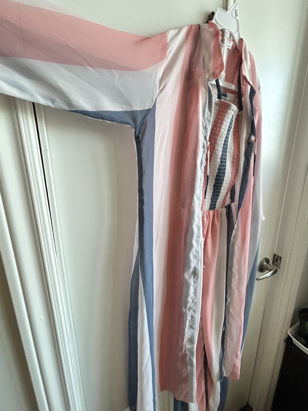 Pink, White & Blue Striped Jumpsuit & Kimono Set - photo 5