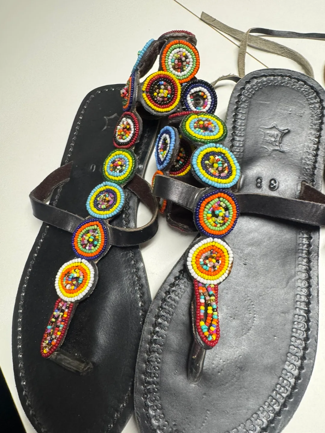 Beaded Leather Sandals thumbnail