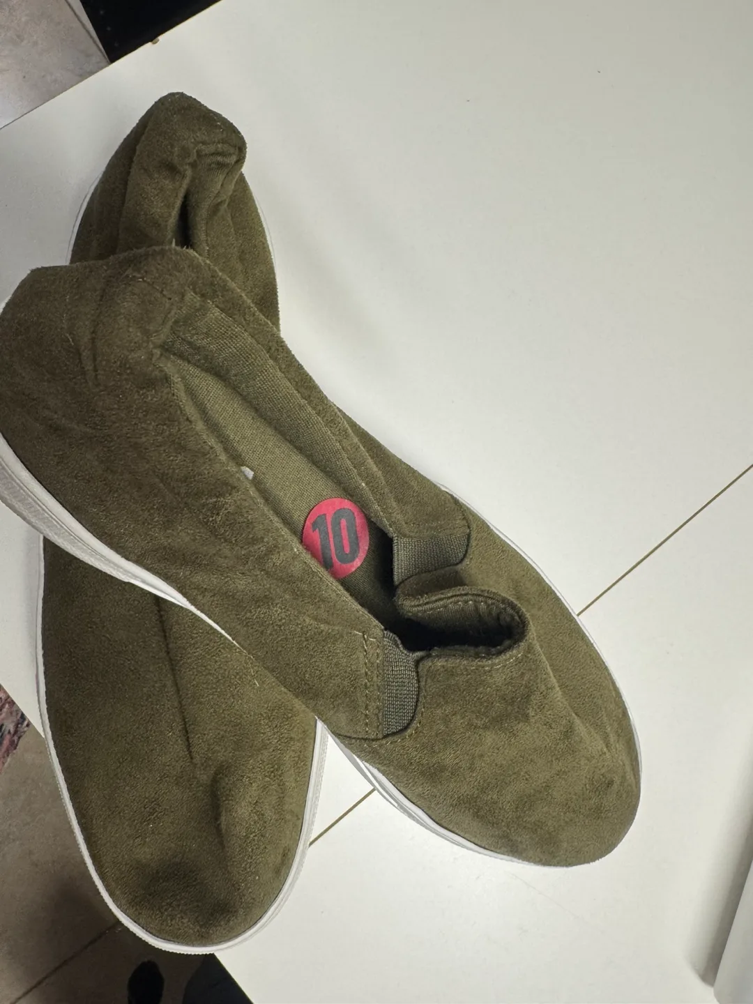 Soda Women's Olive Green Slip-On Sneakers - Size 10 thumbnail