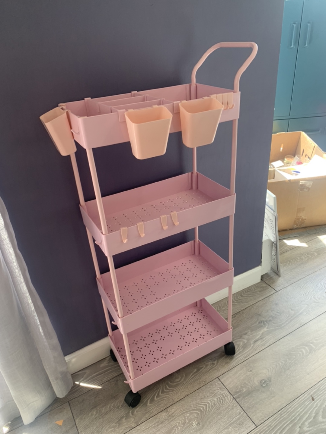 Pink 4-Tier Rolling Cart - photo 2