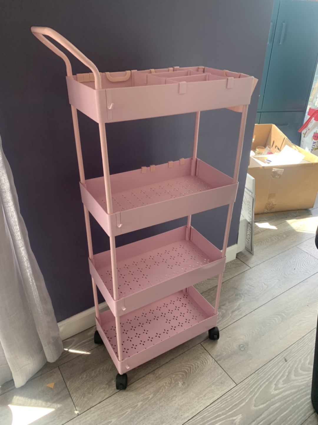 Pink 4-Tier Rolling Cart