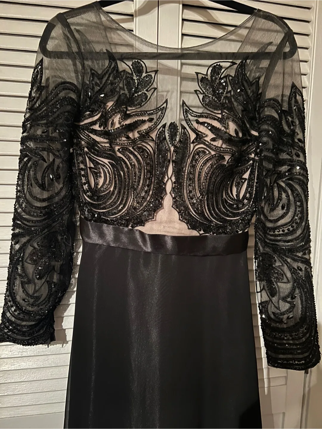 Stunning Black Beaded Long Sleeve Gown image indicator(4)