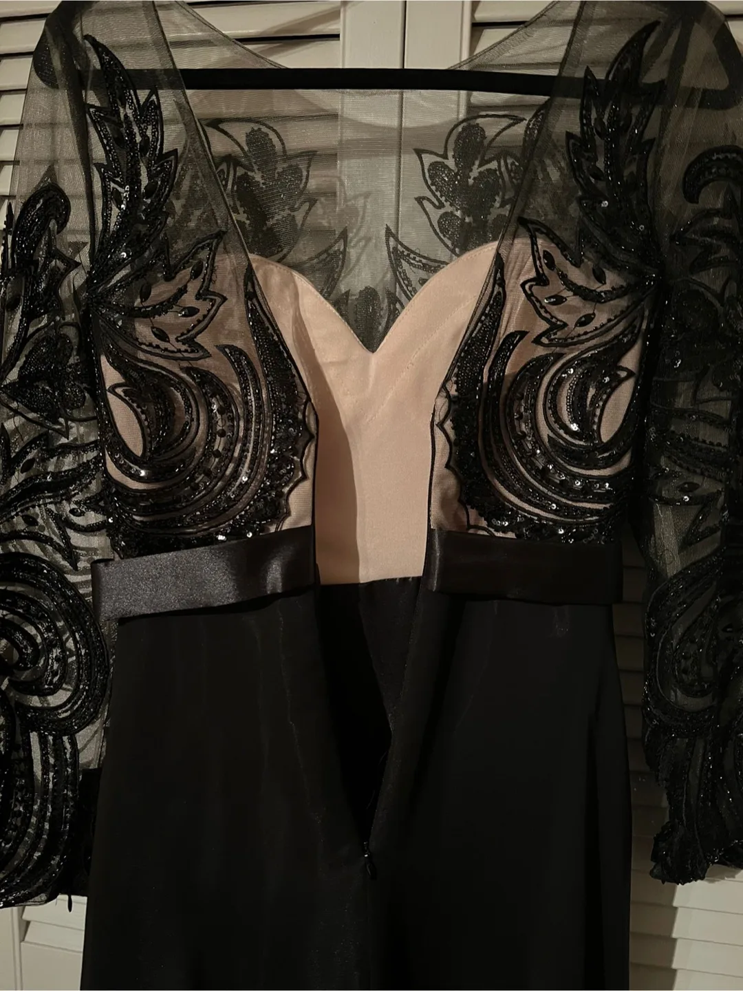 Stunning Black Beaded Long Sleeve Gown image indicator(6)