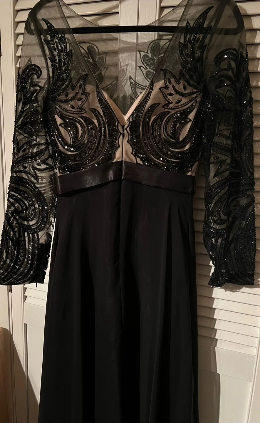 Stunning Black Beaded Long Sleeve Gown image indicator(7)