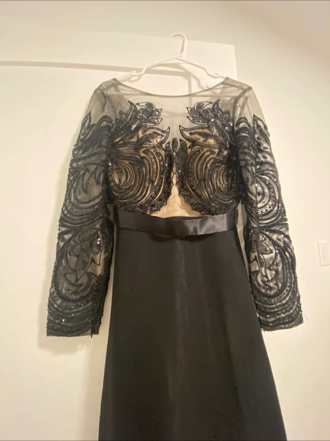 Stunning Black Beaded Long Sleeve Gown image indicator(2)