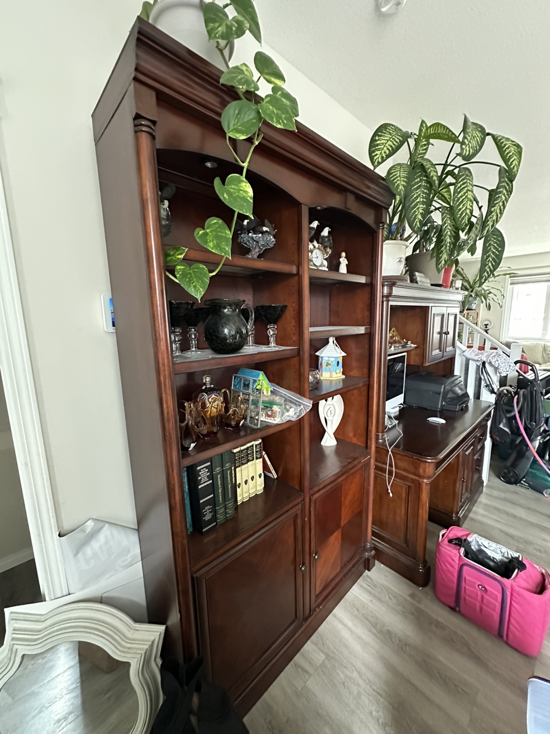 Dark Wood Bookcase with Hutch