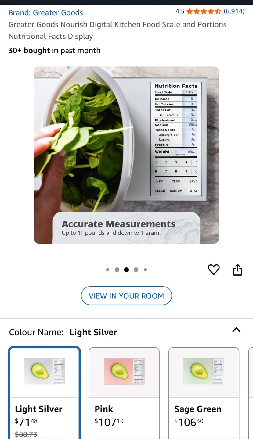 Kitchen Nutrition Scale - Light Silver image indicator(4)