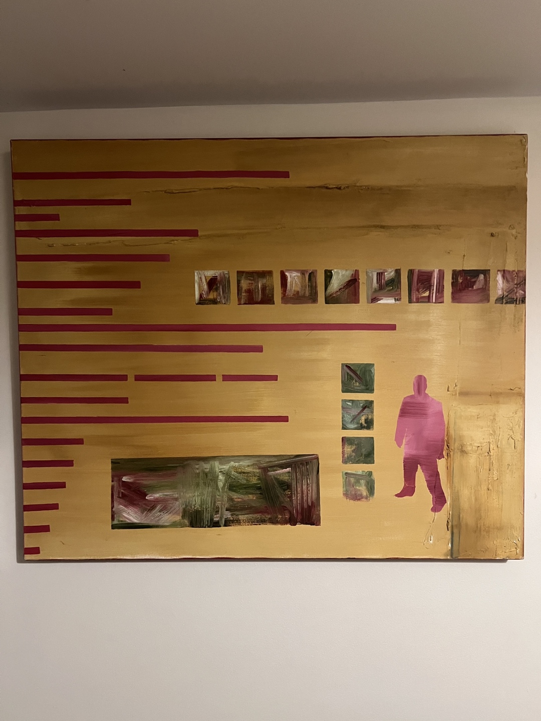 Abstract Gold and Maroon Artwork
