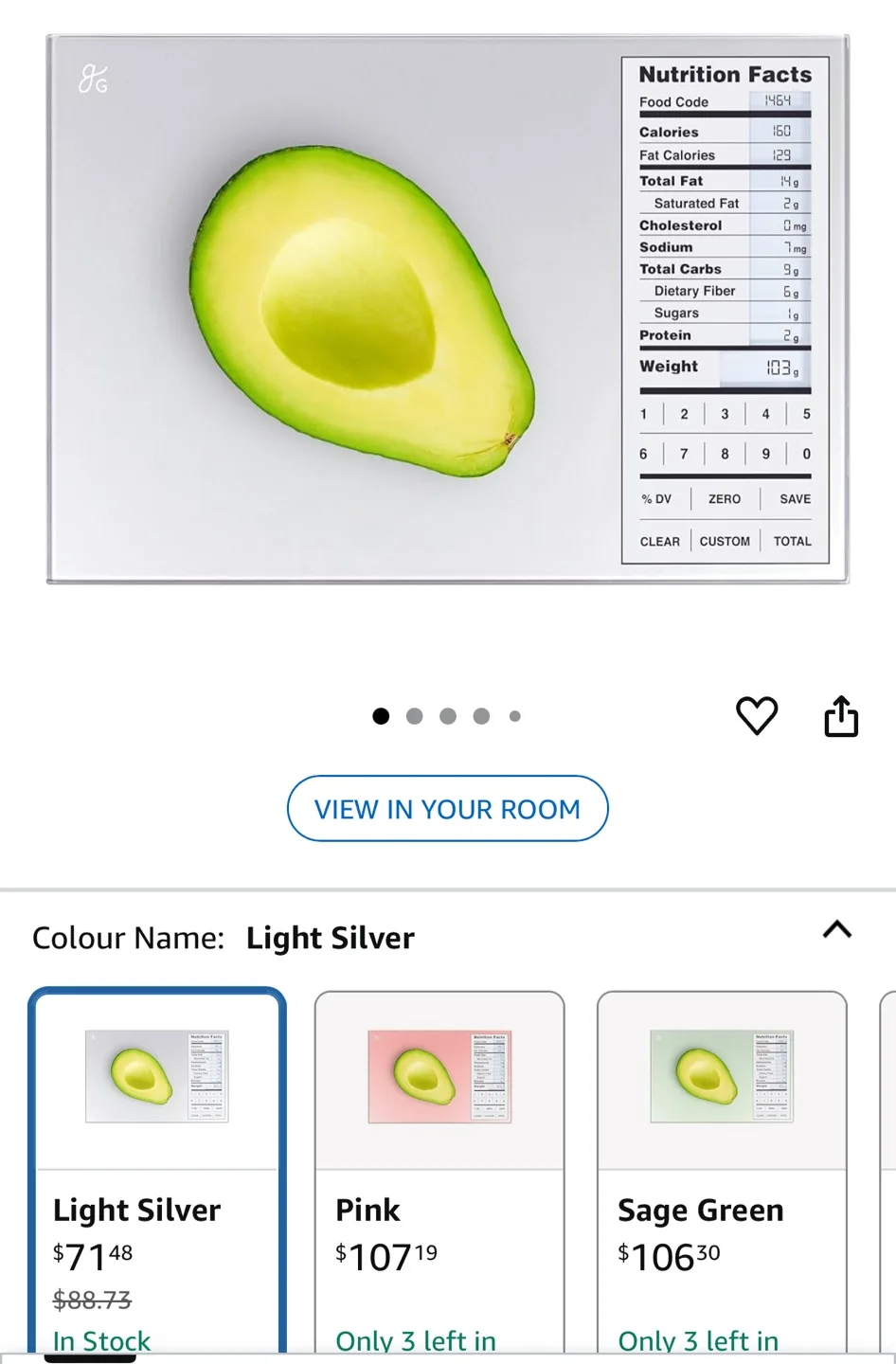 Kitchen Nutrition Scale - Light Silver image indicator(5)