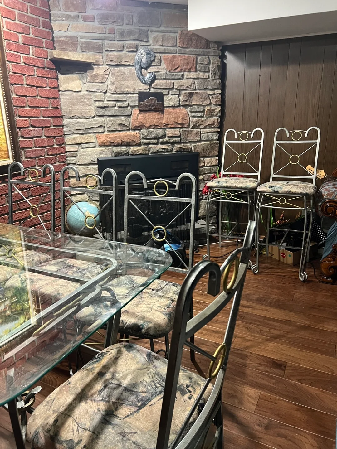 Glass-Top Dining Set with Metal Chairs image indicator(5)