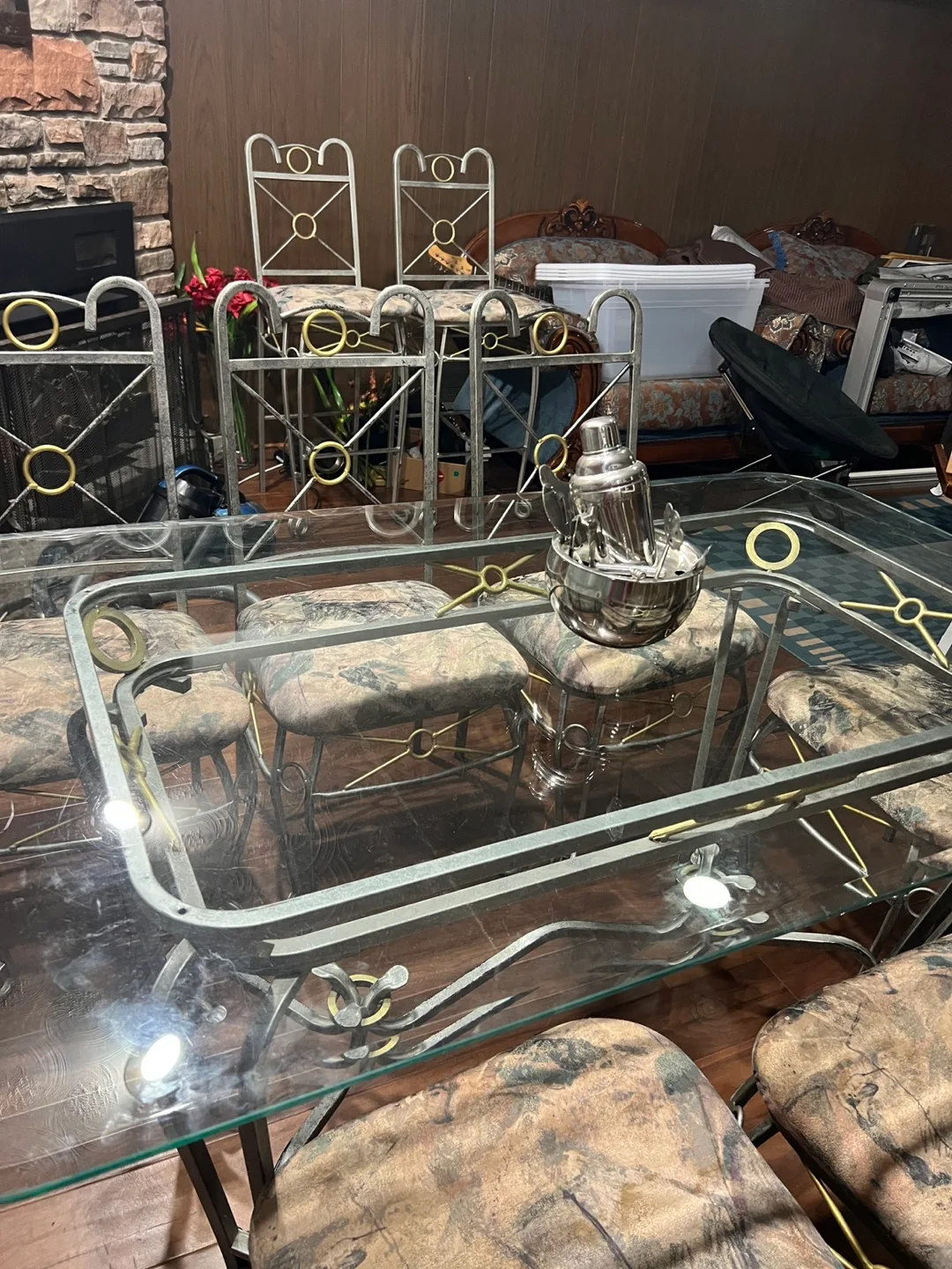 Glass-Top Dining Set with Metal Chairs image indicator(4)