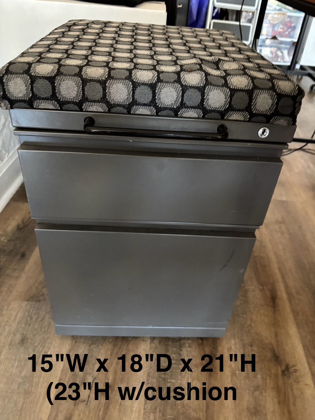 Mobile Pedestal File Cabinet with Cushion Top