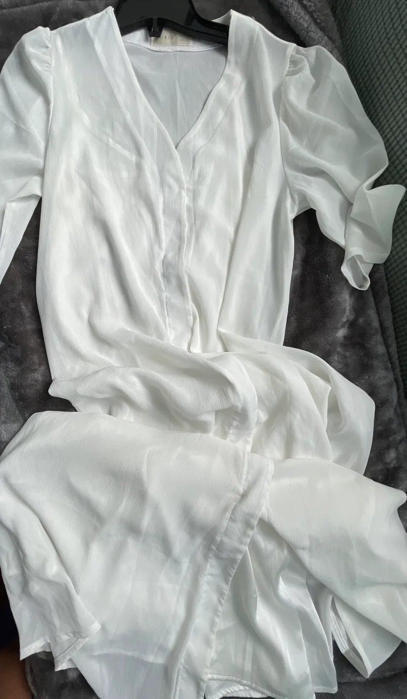 White MORIB V-Neck Long Dress image indicator(2)