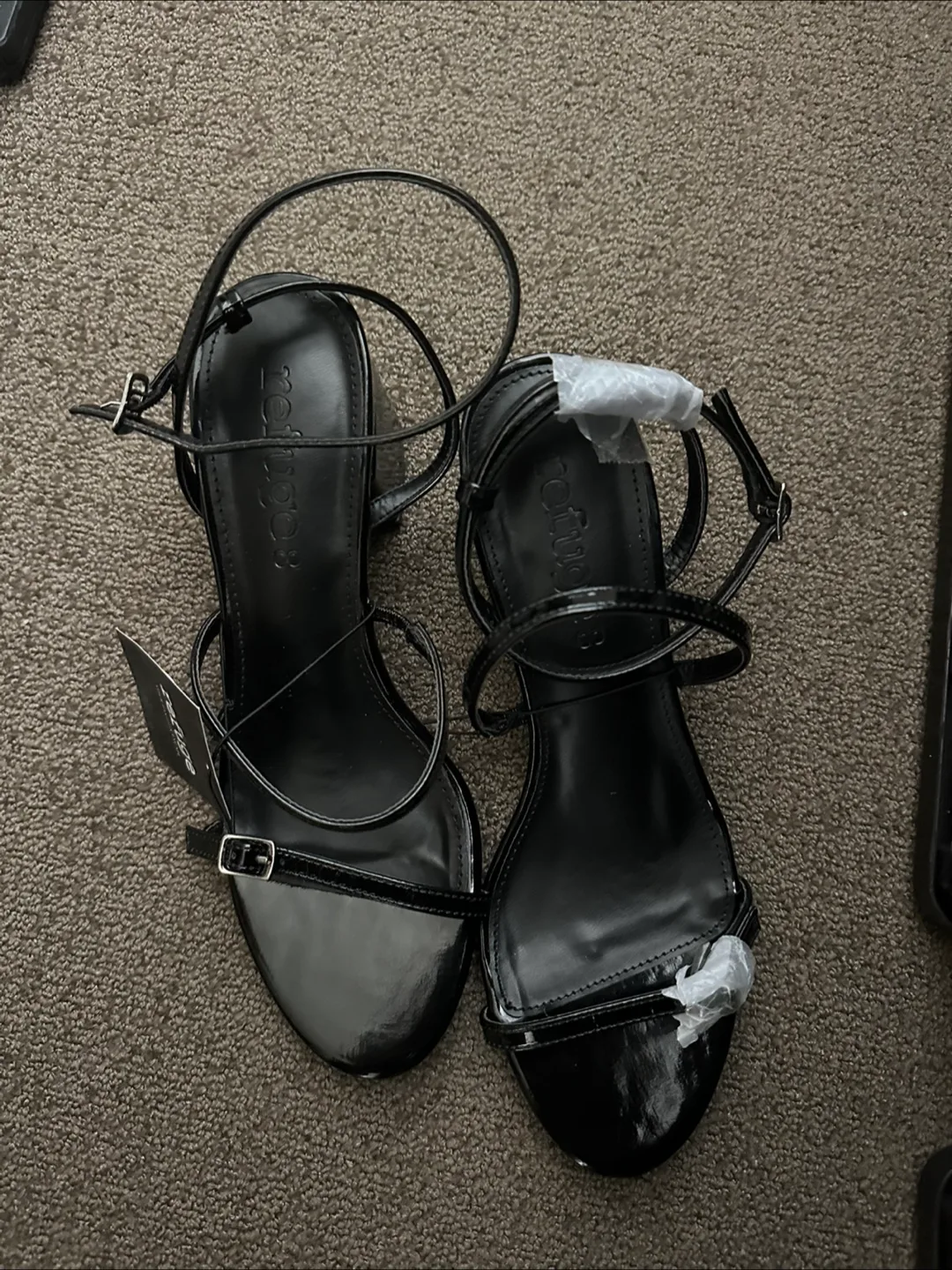 Black strappy heeled sandals, size 8 thumbnail