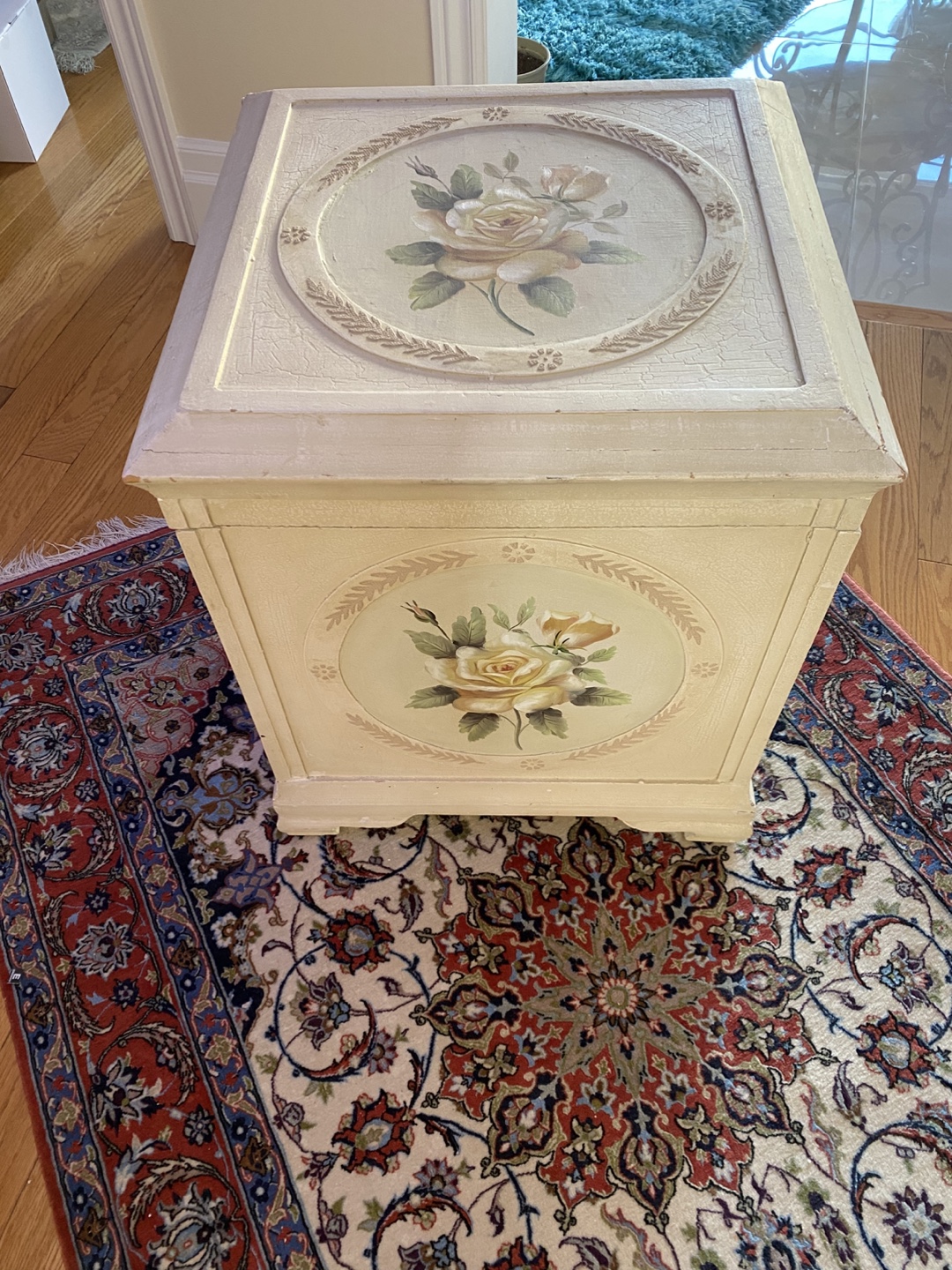 Vintage Hand-Painted Rose Storage chest