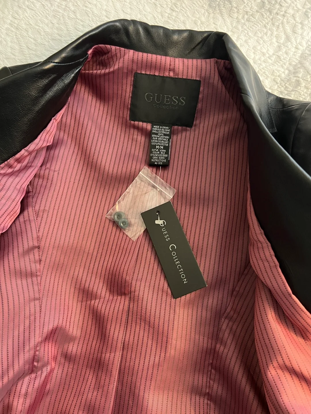 BRAND NEW- Black Soft Leather Guess Collection Blazer Jacket image indicator(2)