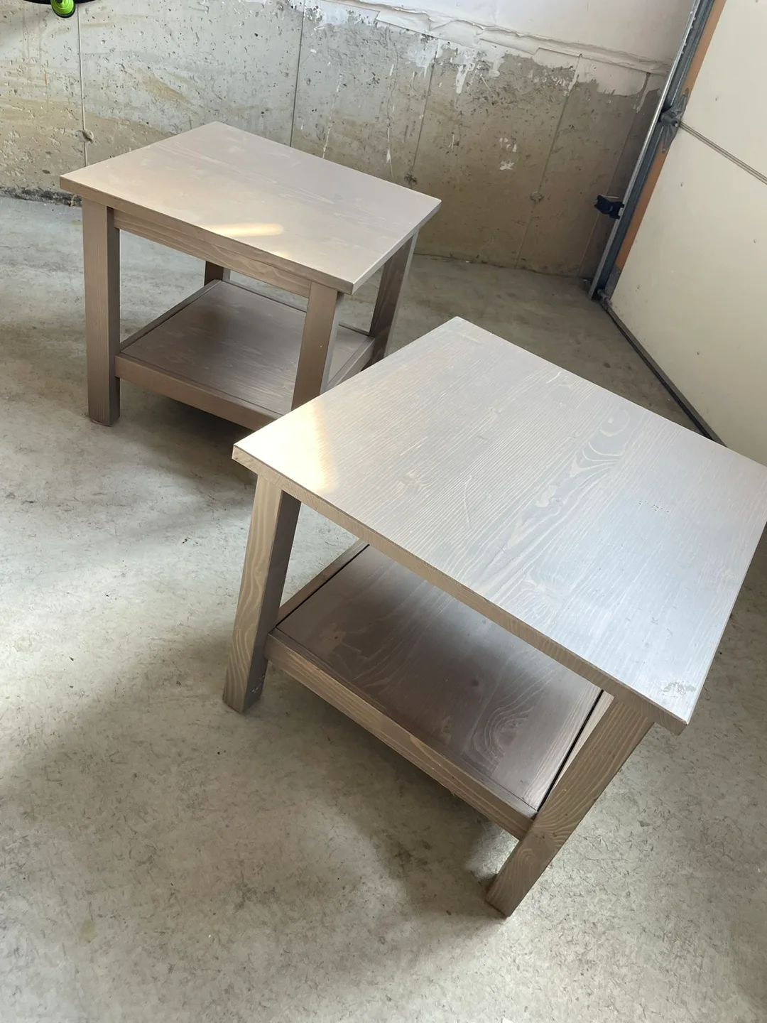 Pair of Grey Wooden End Tables thumbnail