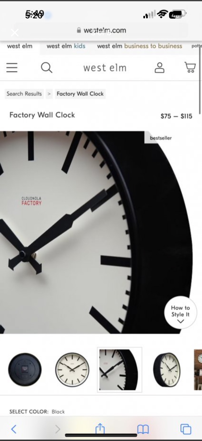 West Elm Factory Wall Clock - Black - photo 3