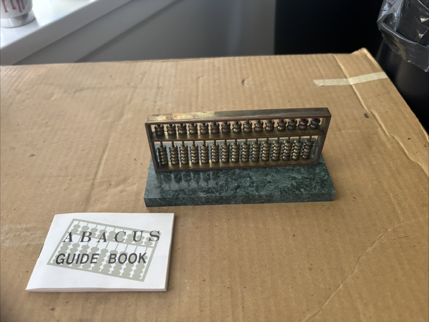 Vintage Brass Abacus with Marble Base and Guide Book