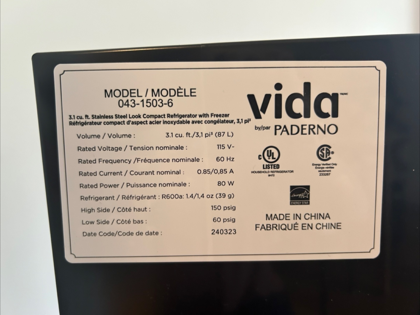 Vida 3.1 cu. ft. Compact Refrigerator with Freezer - photo 3