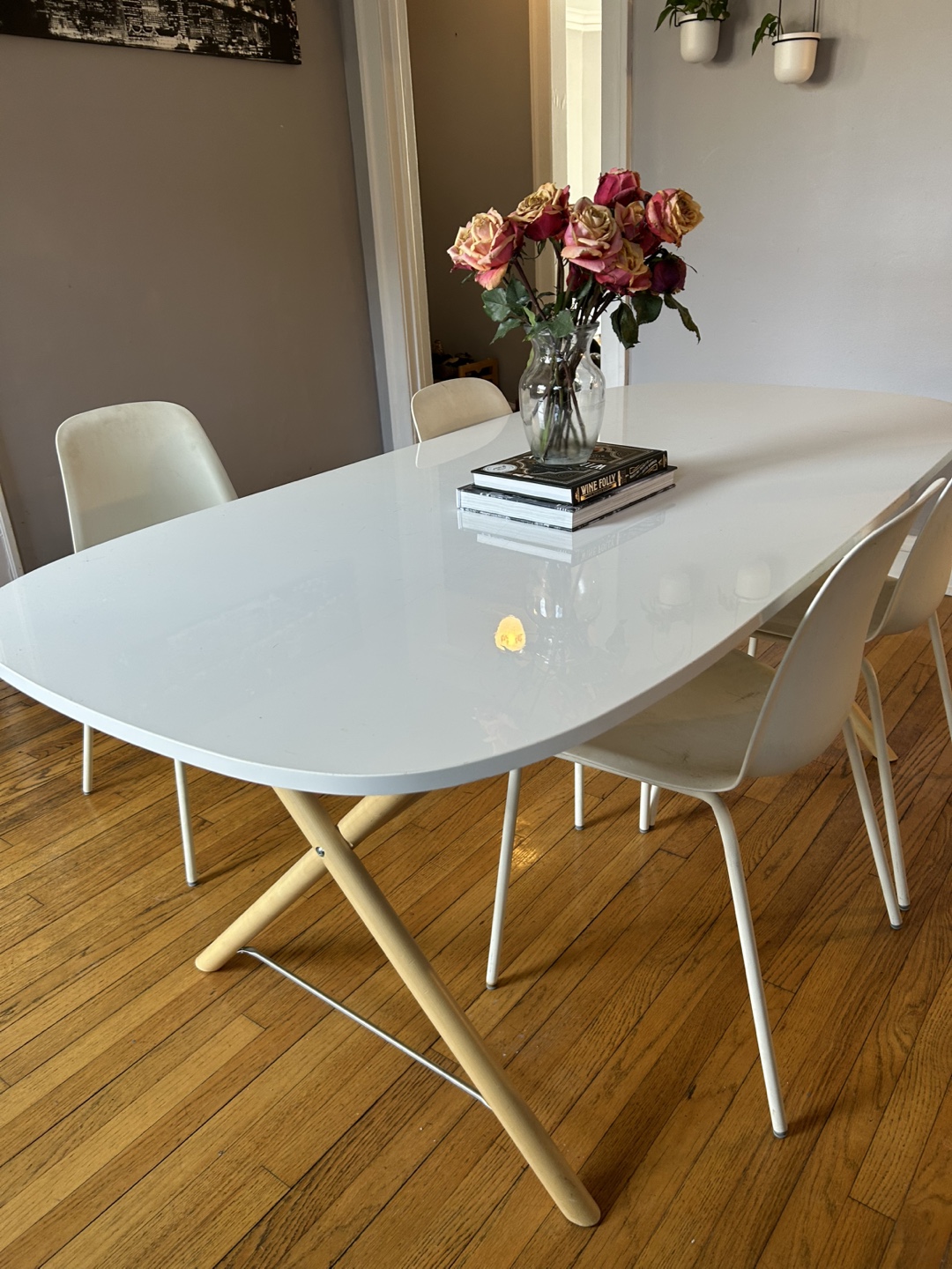 IKEA White Dining Table with Four Chairs