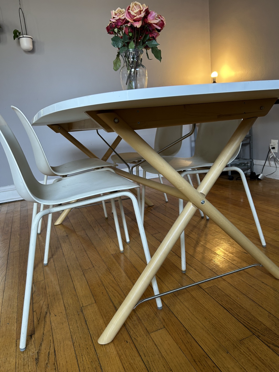 IKEA White Dining Table with Four Chairs - photo 4