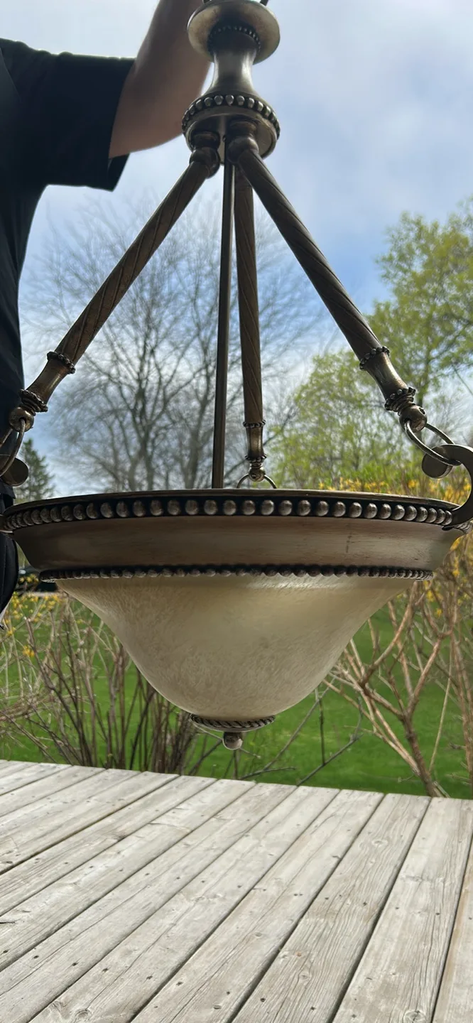 Brass and Glass Chandelier thumbnail