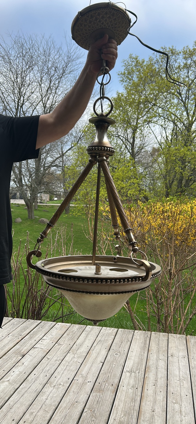 Brass and Glass Chandelier - photo 2