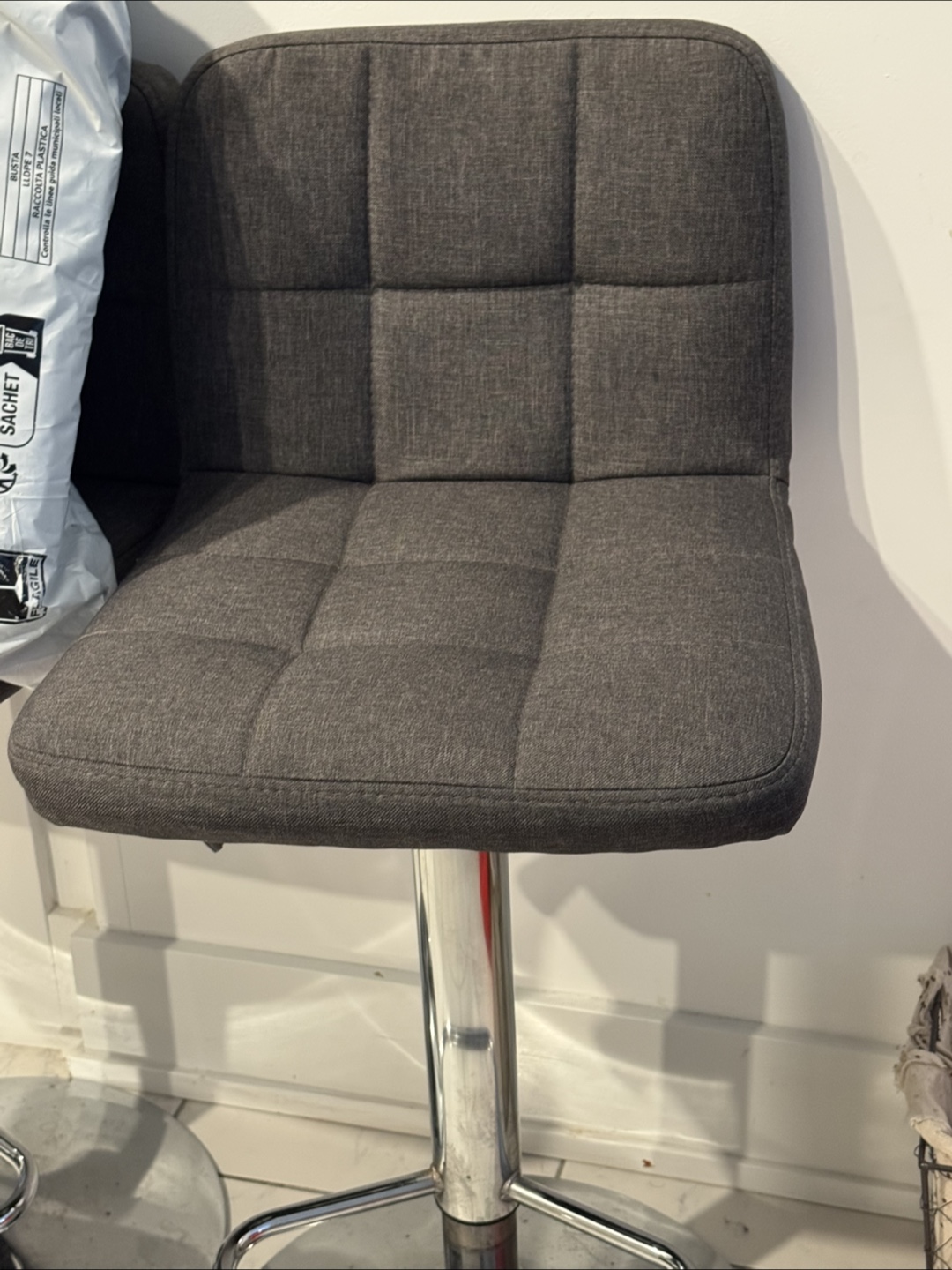 Grey Fabric Bar Stool