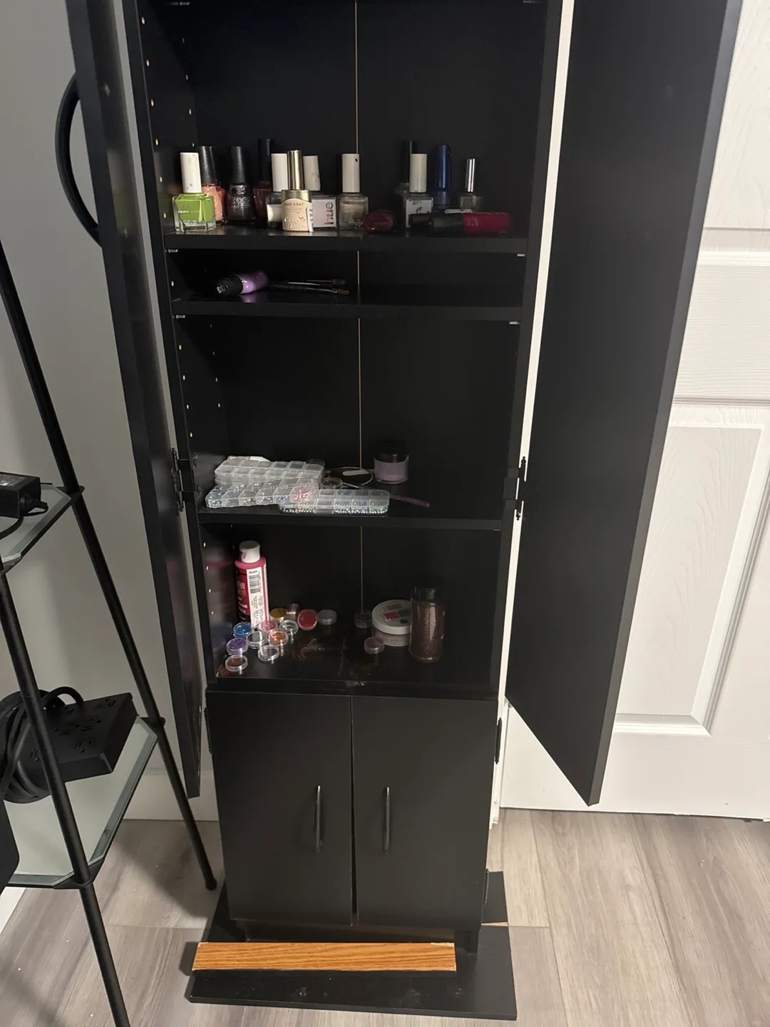 Black Wooden Makeup/Nail Polish Organizer Cabinet image indicator(2)