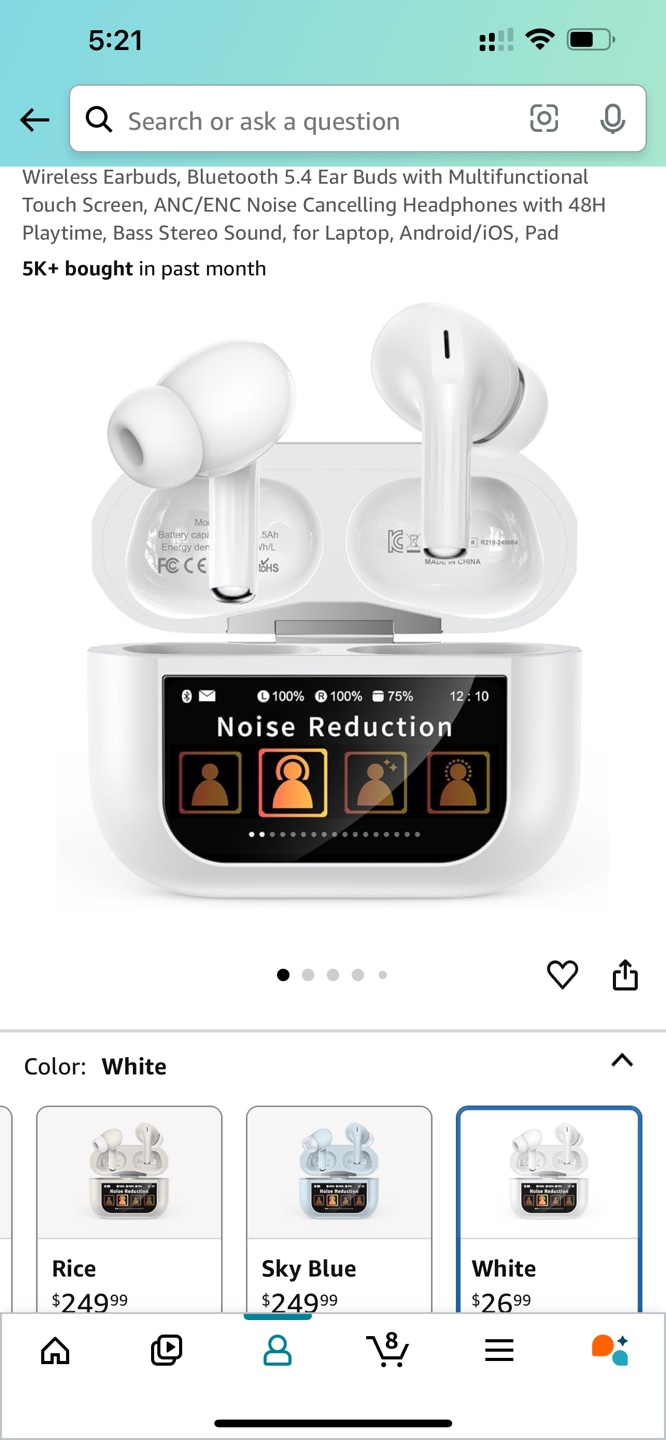 Wireless Bluetooth 5.4 Earbuds with Touch Screen