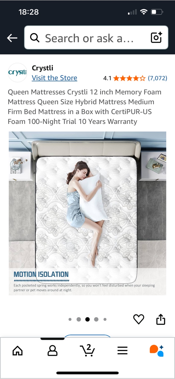 Crystli Queen Mattress - 12 inch Memory Foam Hybrid - photo 5