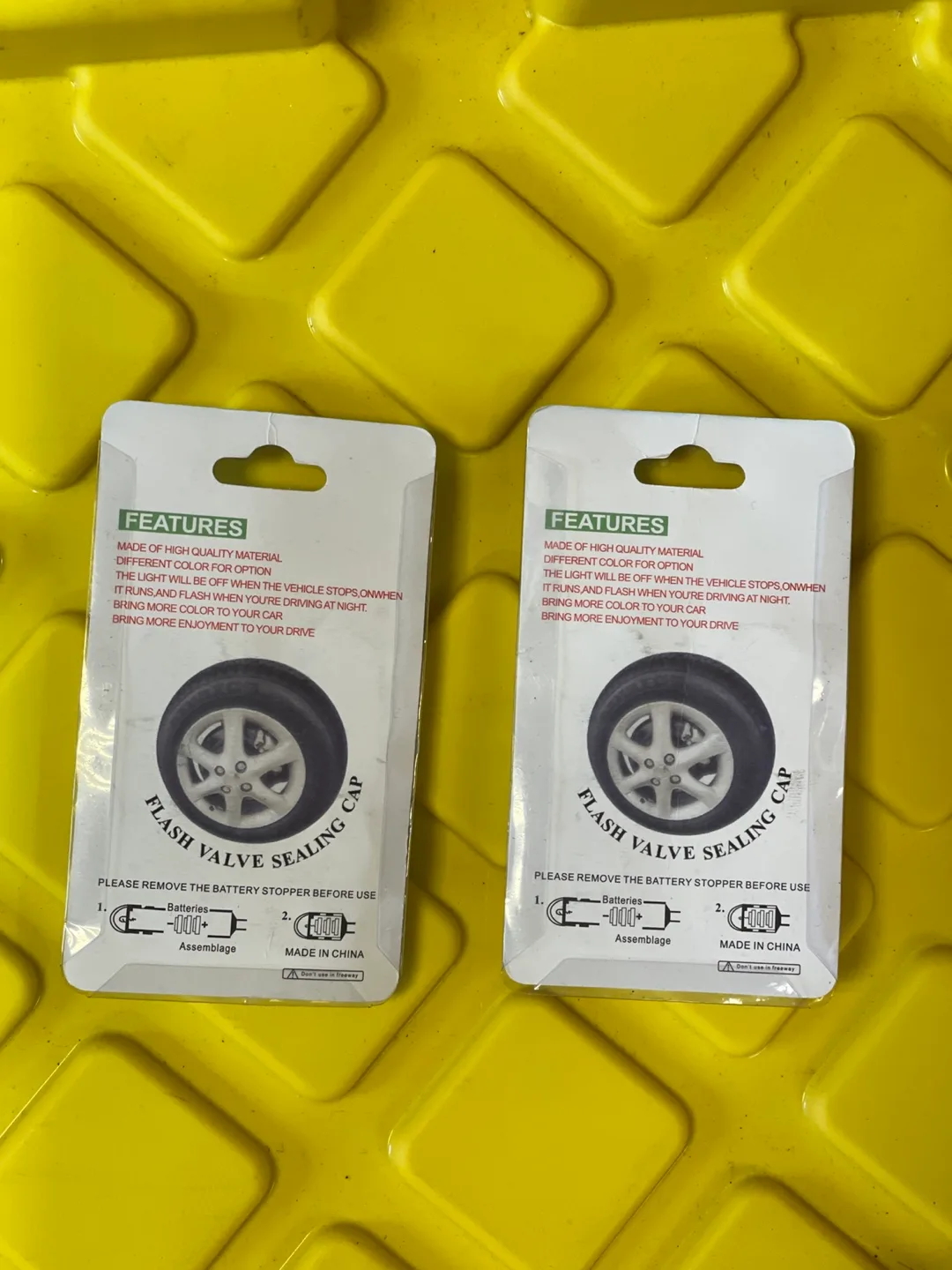 2x Flashing Car Valve Caps - Blue LED Light image indicator(2)