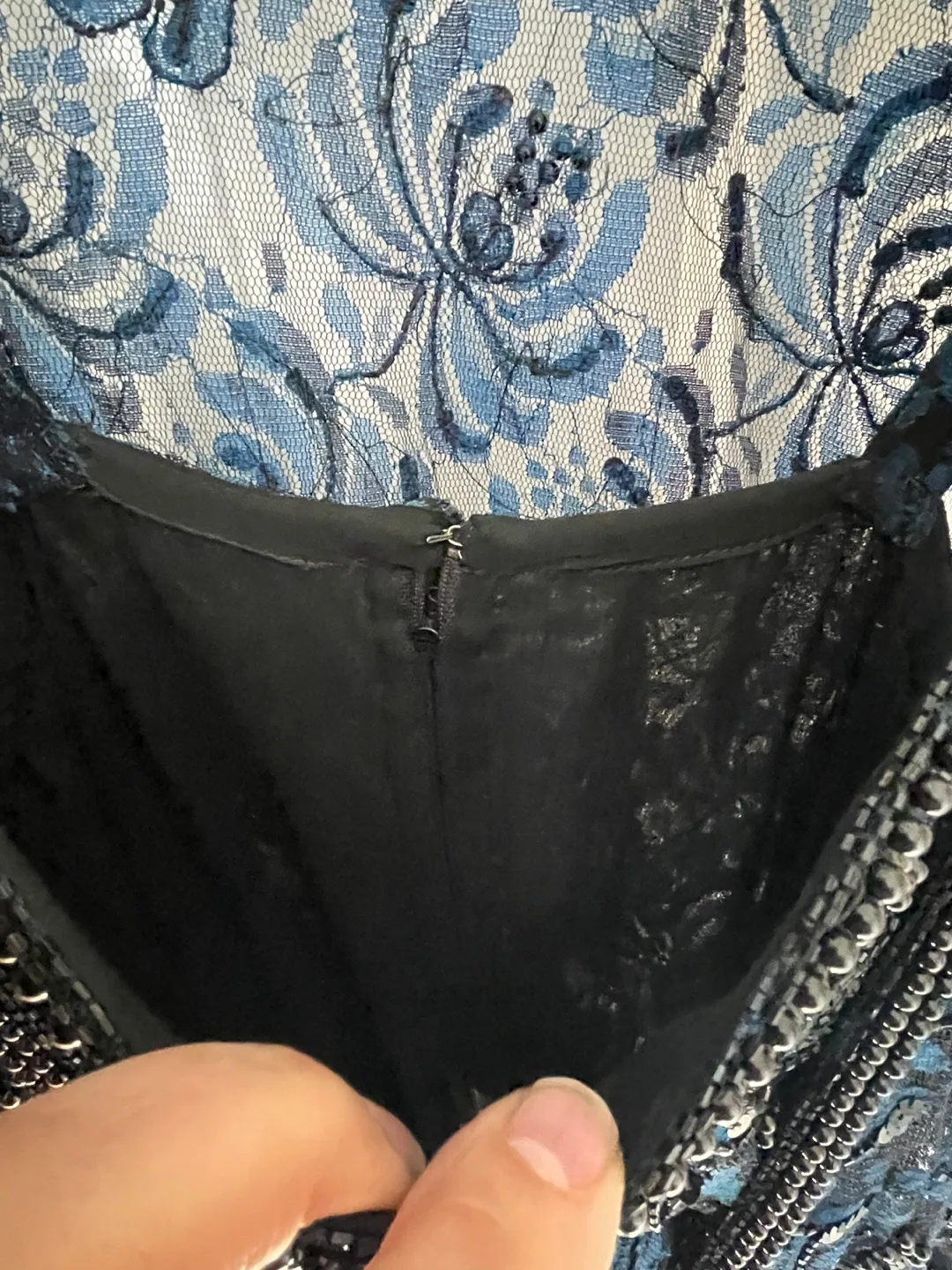 Stunning Beaded & Sequined Blue Lace Dress image indicator(4)