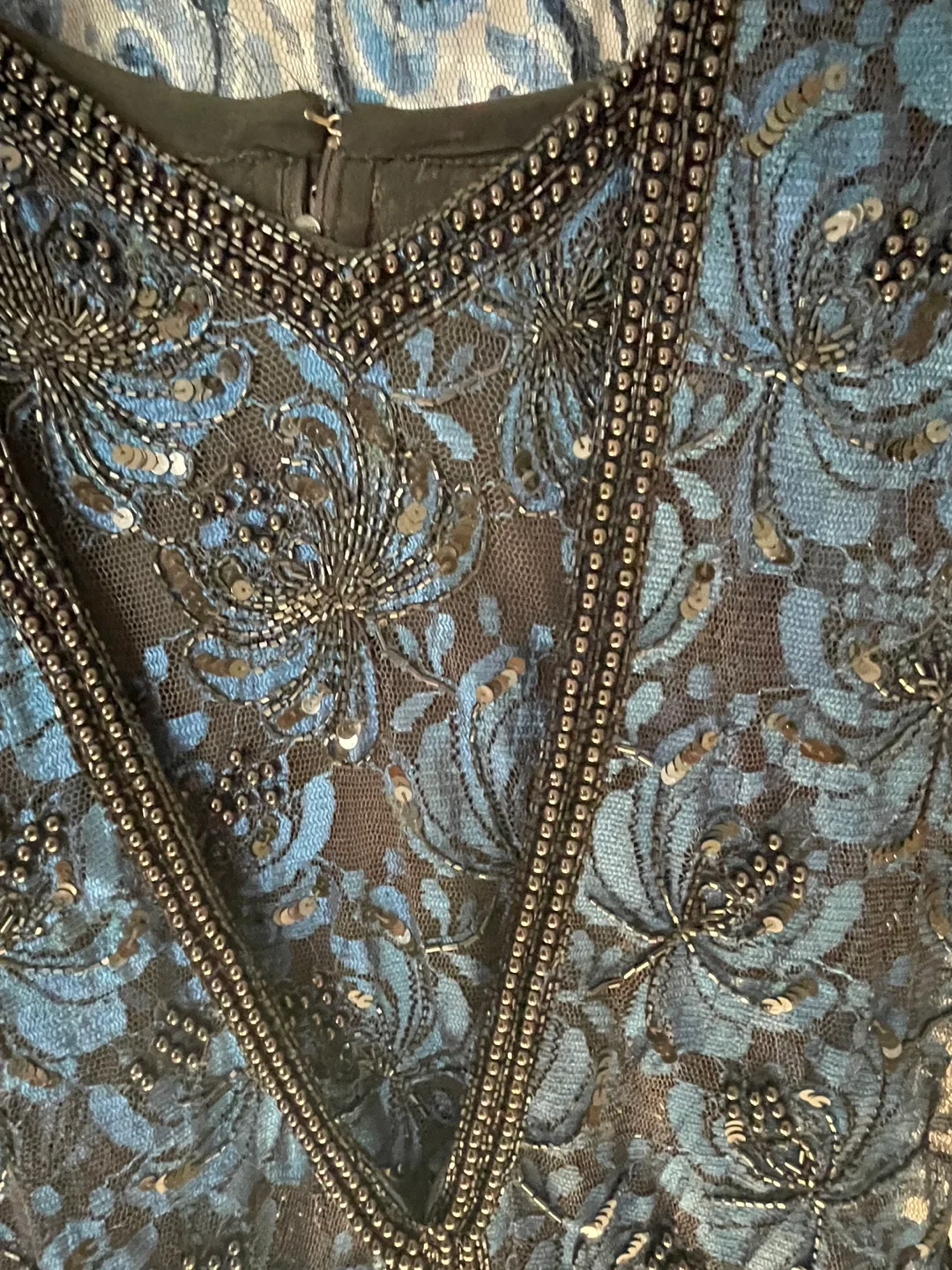 Stunning Beaded & Sequined Blue Lace Dress image indicator(6)