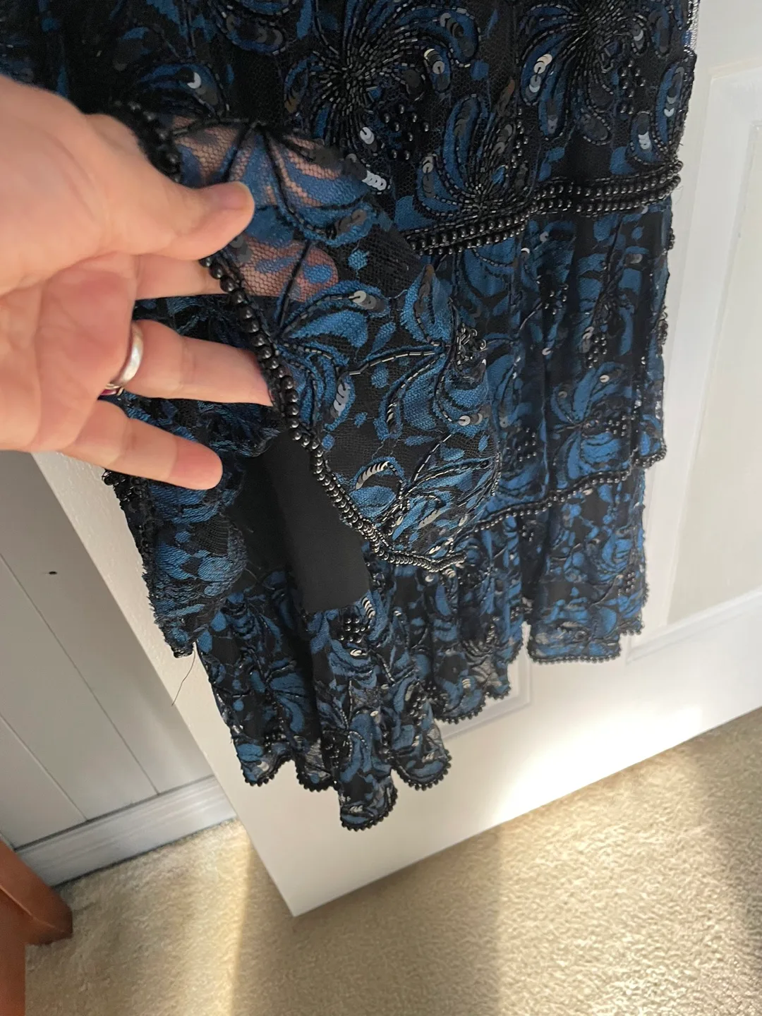 Stunning Beaded & Sequined Blue Lace Dress image indicator(8)