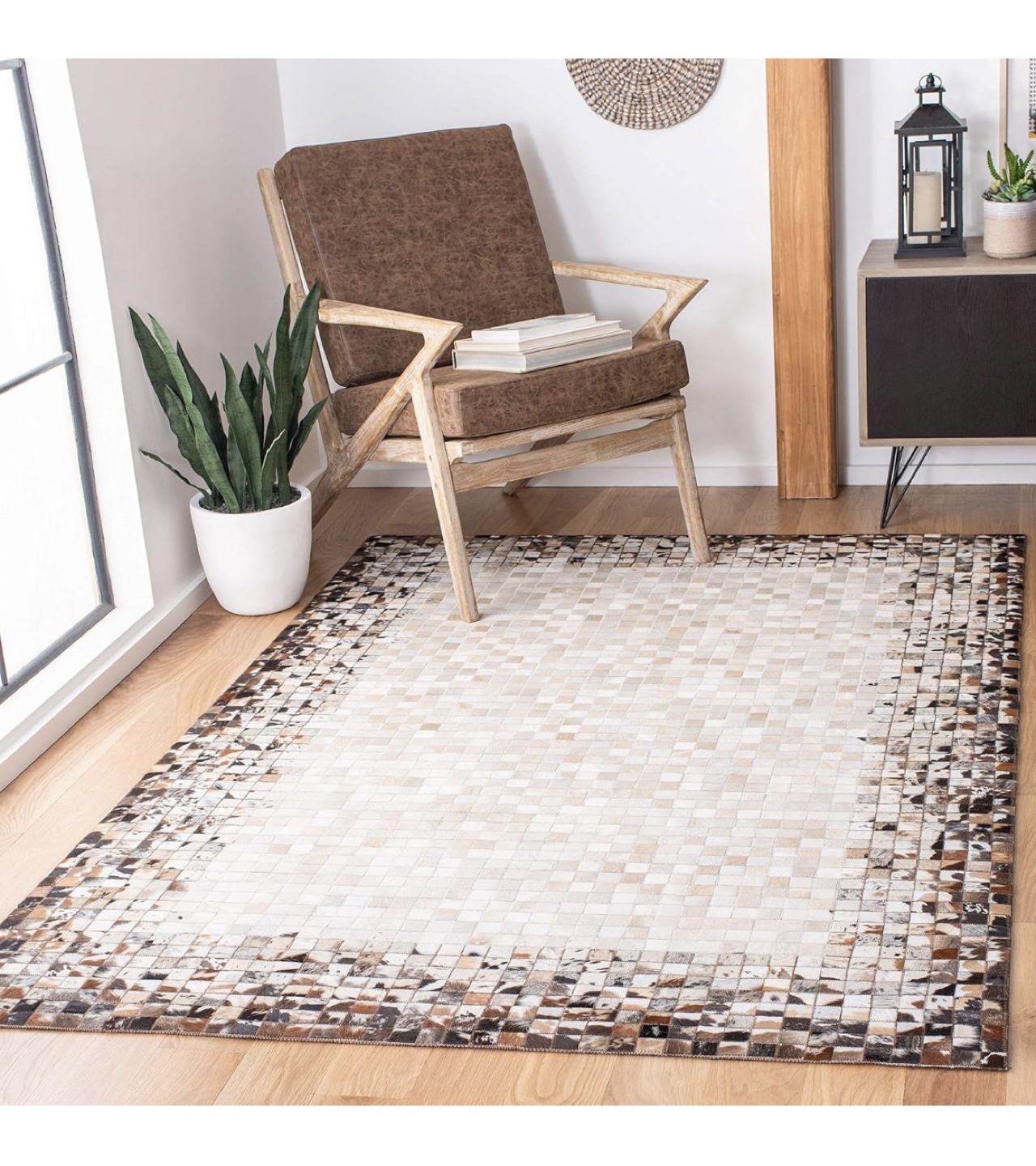 Unique Cowhide Patchwork Rug