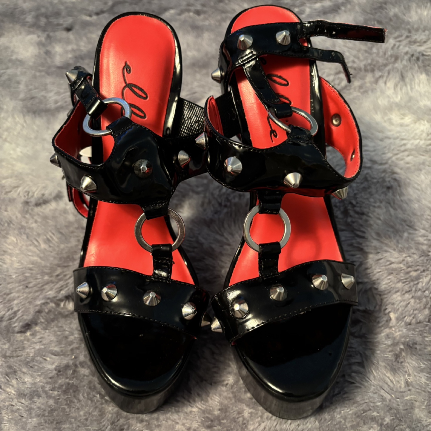 Pleaser Black Studded Platform Heals